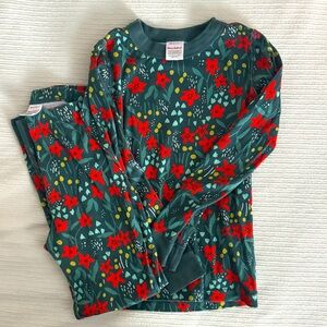Hanna Andersson Holiday Long John Pajama Set Holiday Flower Print Size 6-7